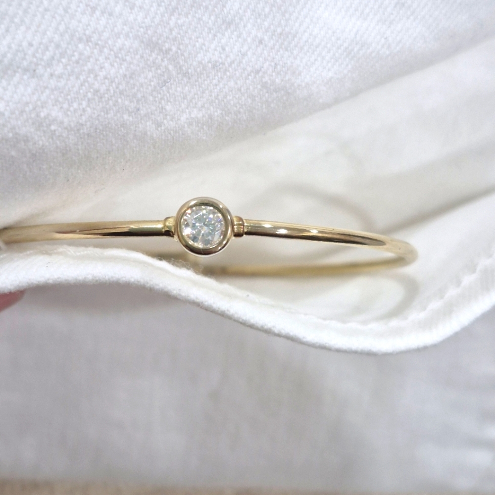 0.5ct Moissanite 925 Gold Vermeil Bezel Cuff Bracelet